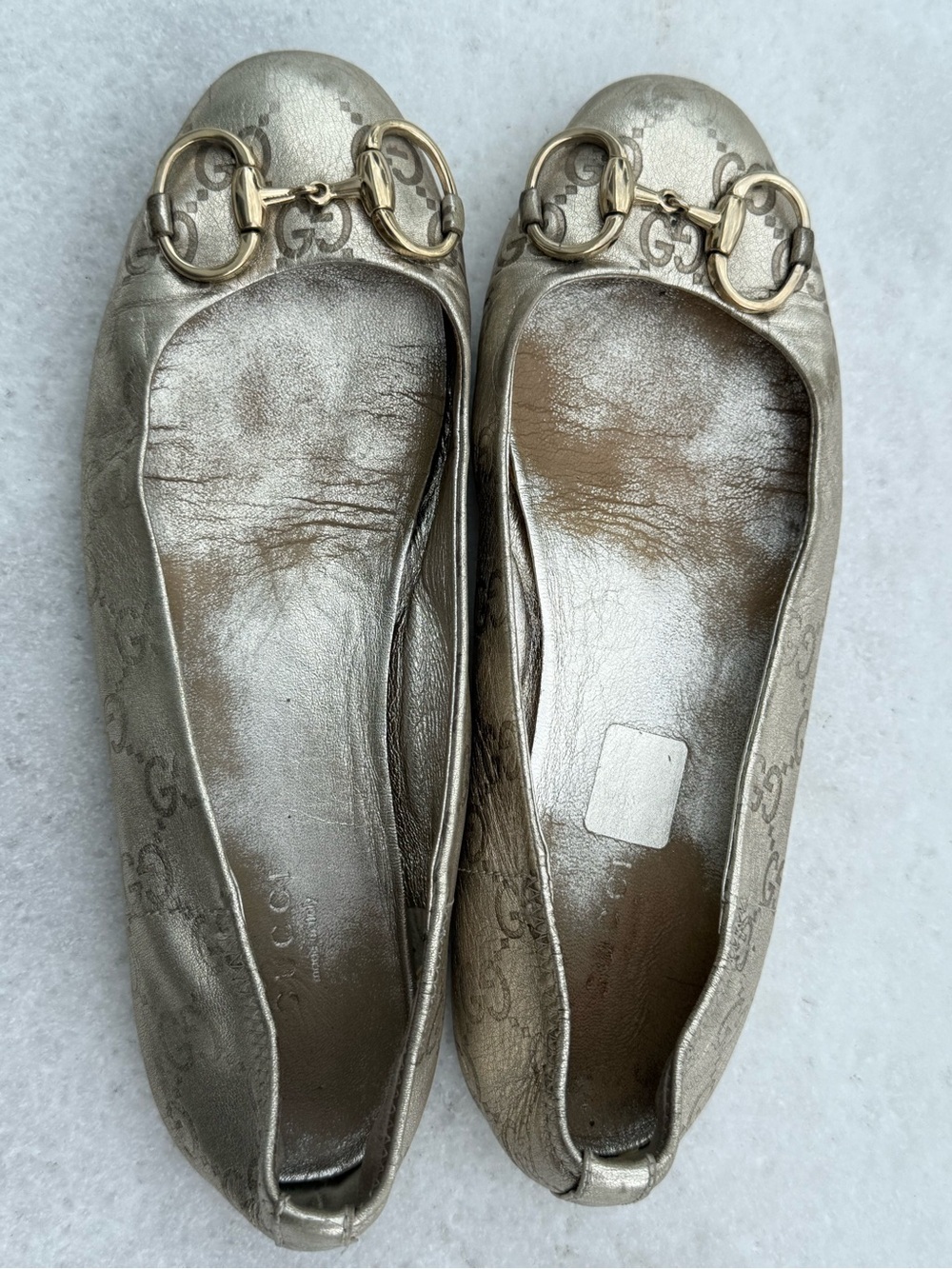 Gucci Metallic Gold Ballerina Shoes womens Size 35.5 - Picture 10 of 16